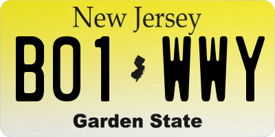 NJ license plate B01WWY