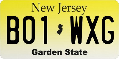 NJ license plate B01WXG