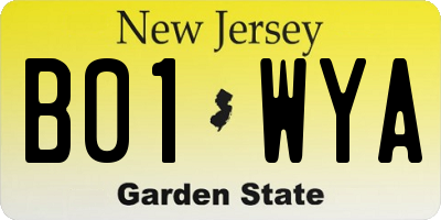 NJ license plate B01WYA