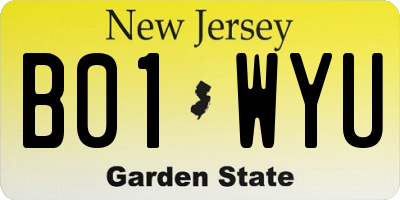 NJ license plate B01WYU