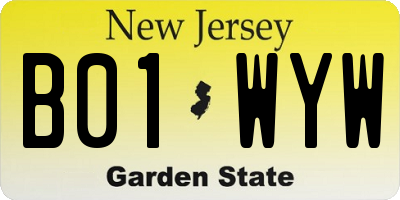 NJ license plate B01WYW
