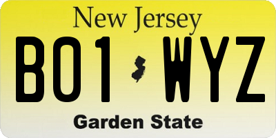 NJ license plate B01WYZ