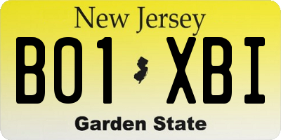 NJ license plate B01XBI