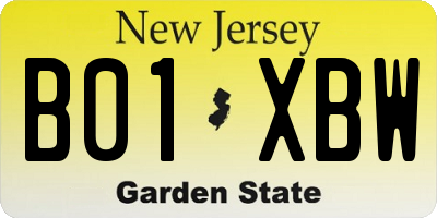 NJ license plate B01XBW