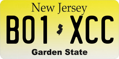 NJ license plate B01XCC