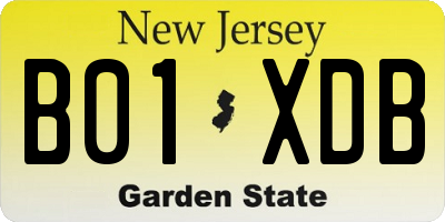 NJ license plate B01XDB