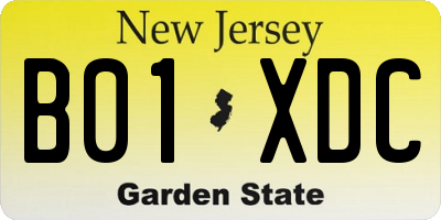 NJ license plate B01XDC