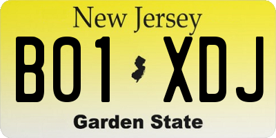 NJ license plate B01XDJ