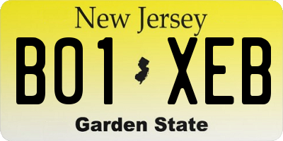 NJ license plate B01XEB