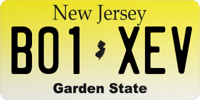 NJ license plate B01XEV