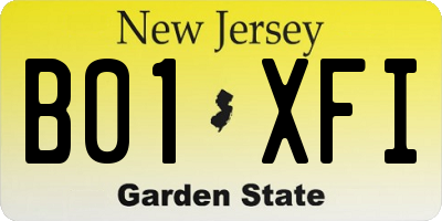NJ license plate B01XFI