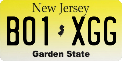 NJ license plate B01XGG