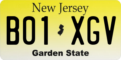 NJ license plate B01XGV