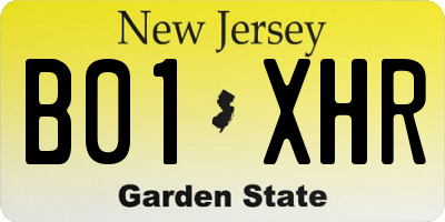 NJ license plate B01XHR