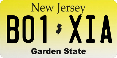 NJ license plate B01XIA