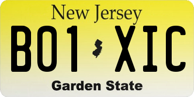 NJ license plate B01XIC