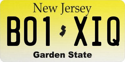 NJ license plate B01XIQ