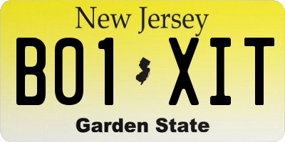 NJ license plate B01XIT
