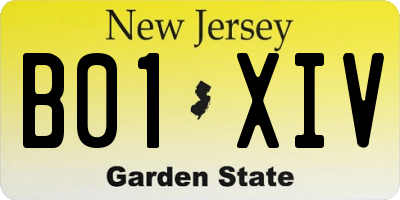 NJ license plate B01XIV