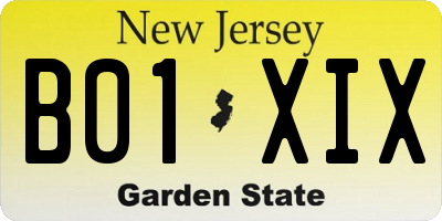 NJ license plate B01XIX