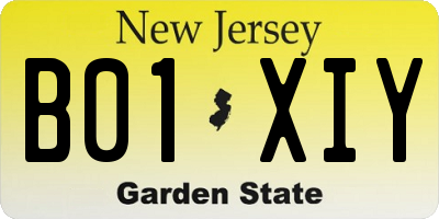 NJ license plate B01XIY