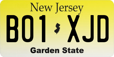 NJ license plate B01XJD