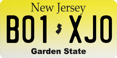 NJ license plate B01XJO