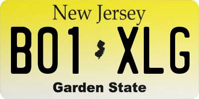 NJ license plate B01XLG