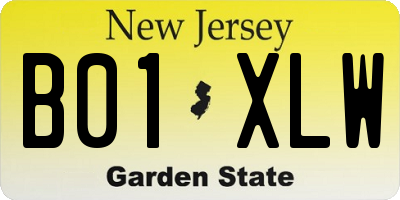 NJ license plate B01XLW