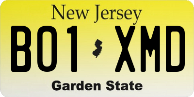 NJ license plate B01XMD