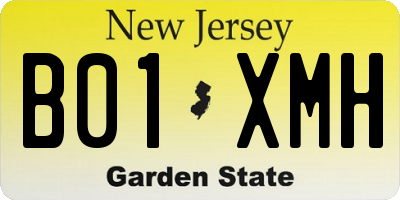 NJ license plate B01XMH