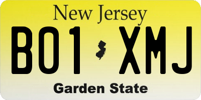 NJ license plate B01XMJ