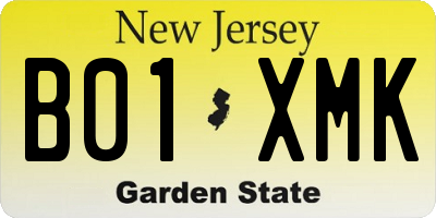 NJ license plate B01XMK