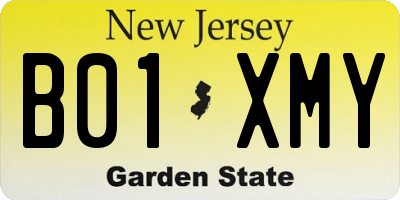 NJ license plate B01XMY