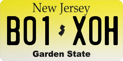 NJ license plate B01XOH