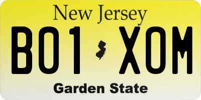 NJ license plate B01XOM