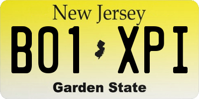 NJ license plate B01XPI
