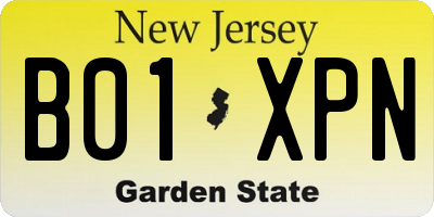NJ license plate B01XPN