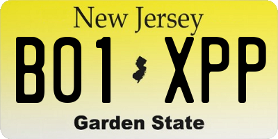 NJ license plate B01XPP