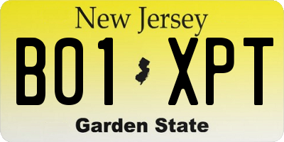 NJ license plate B01XPT