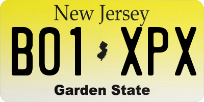 NJ license plate B01XPX