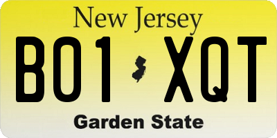 NJ license plate B01XQT