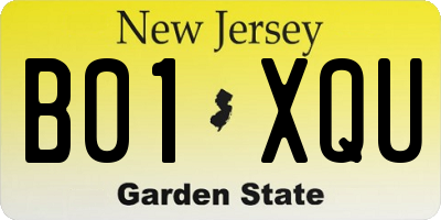 NJ license plate B01XQU