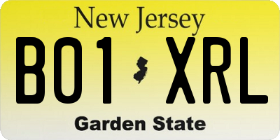 NJ license plate B01XRL