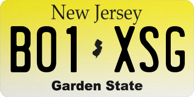 NJ license plate B01XSG