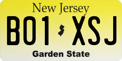 NJ license plate B01XSJ