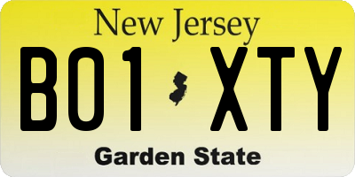 NJ license plate B01XTY
