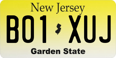 NJ license plate B01XUJ