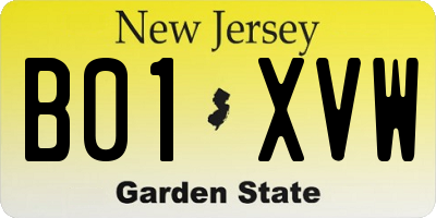 NJ license plate B01XVW
