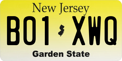 NJ license plate B01XWQ